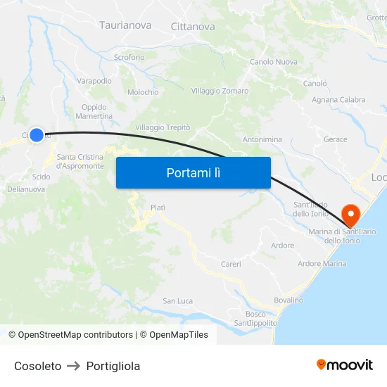 Cosoleto to Portigliola map