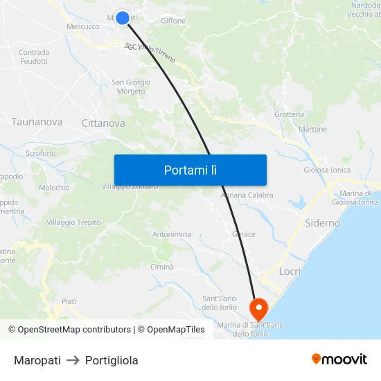Maropati to Portigliola map