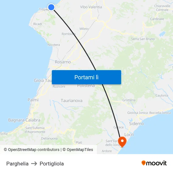 Parghelia to Portigliola map