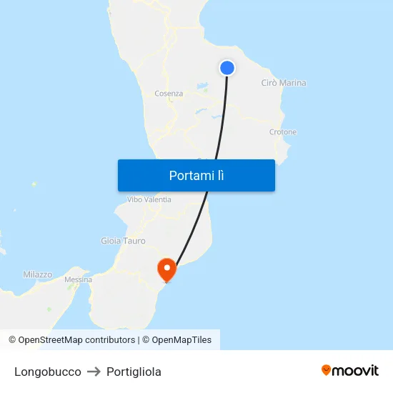 Longobucco to Portigliola map