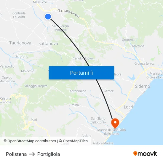 Polistena to Portigliola map