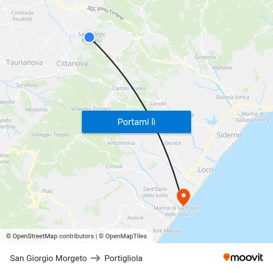 San Giorgio Morgeto to Portigliola map