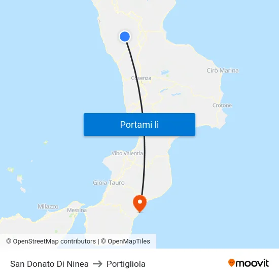 San Donato Di Ninea to Portigliola map