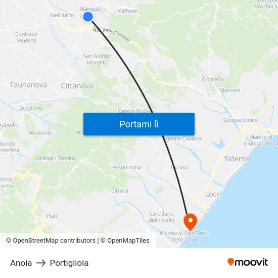 Anoia to Portigliola map