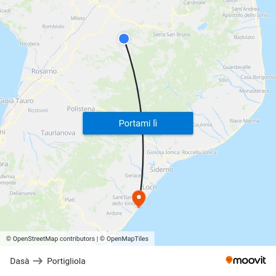Dasà to Portigliola map