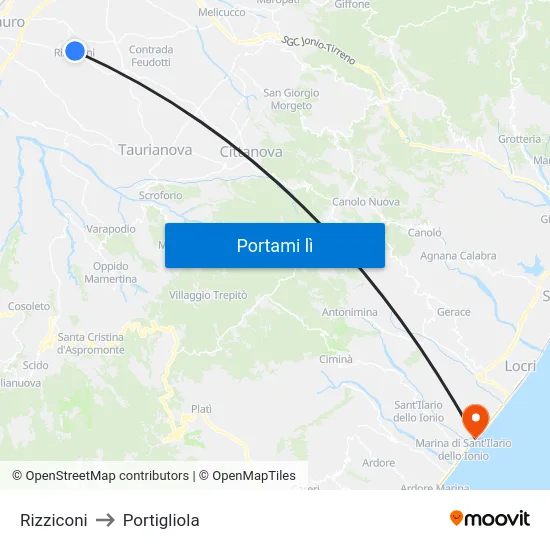 Rizziconi to Portigliola map
