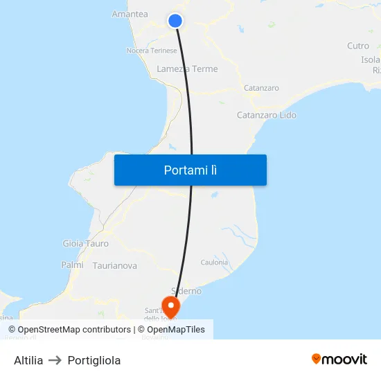 Altilia to Portigliola map