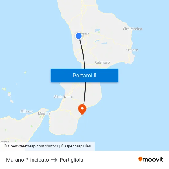 Marano Principato to Portigliola map