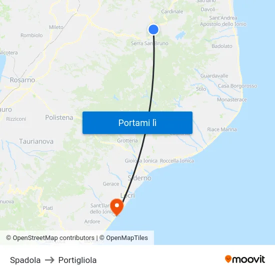 Spadola to Portigliola map