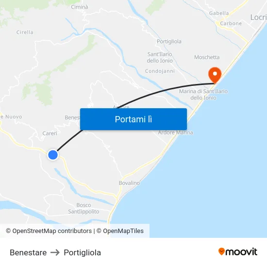 Benestare to Portigliola map