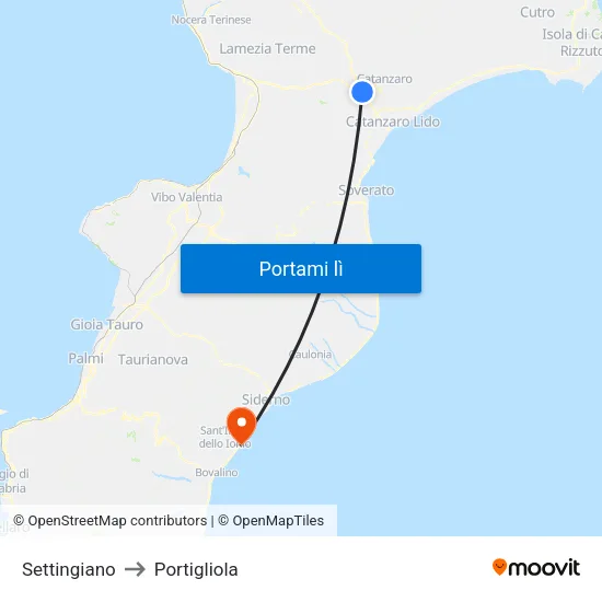 Settingiano to Portigliola map