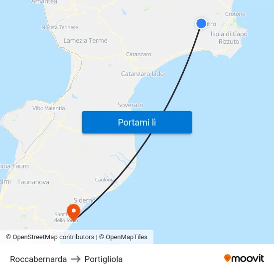 Roccabernarda to Portigliola map