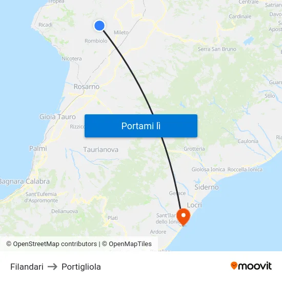 Filandari to Portigliola map