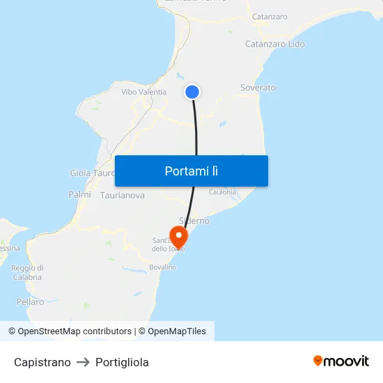 Capistrano to Portigliola map