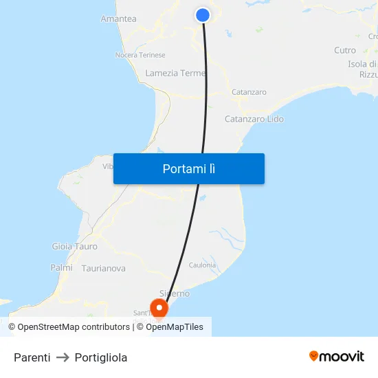 Parenti to Portigliola map