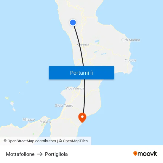 Mottafollone to Portigliola map