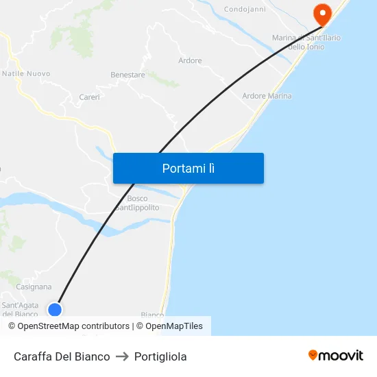 Caraffa Del Bianco to Portigliola map