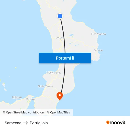 Saracena to Portigliola map