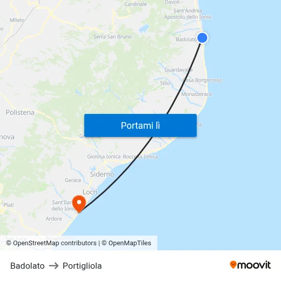 Badolato to Portigliola map