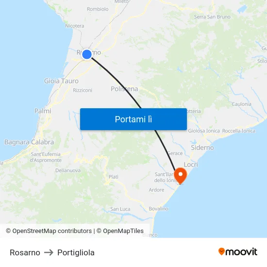 Rosarno to Portigliola map