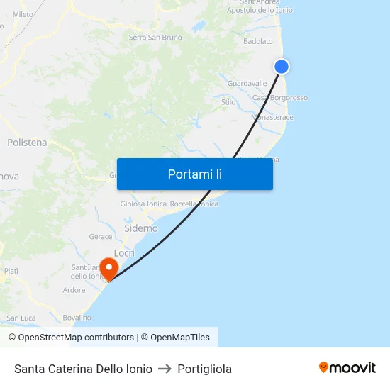 Santa Caterina Dello Ionio to Portigliola map