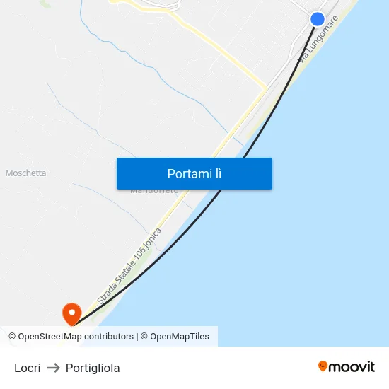 Locri to Portigliola map