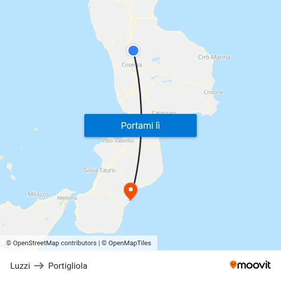 Luzzi to Portigliola map