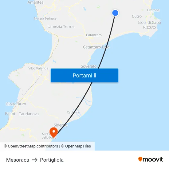 Mesoraca to Portigliola map
