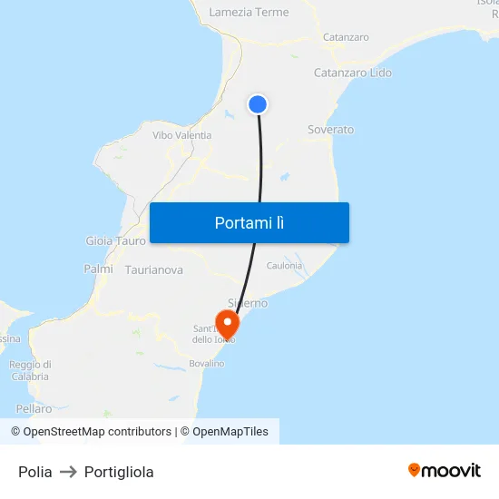 Polia to Portigliola map