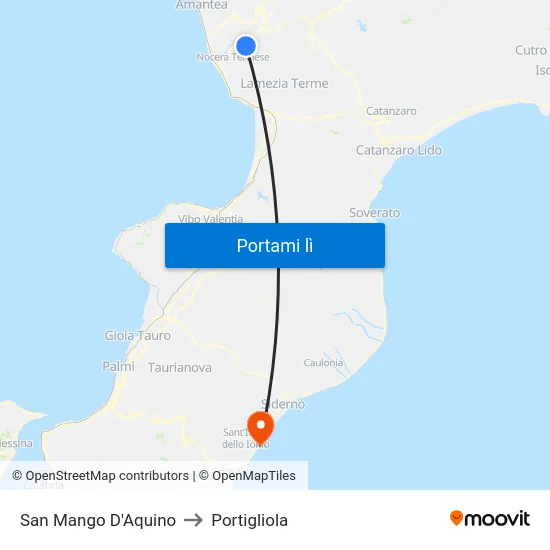 San Mango D'Aquino to Portigliola map