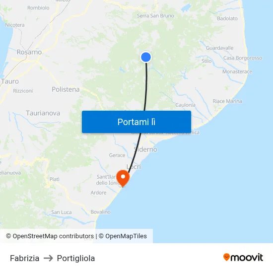 Fabrizia to Portigliola map