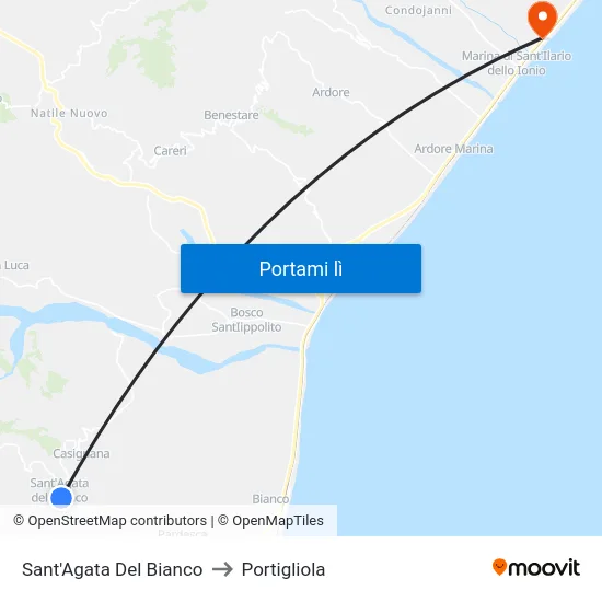 Sant'Agata Del Bianco to Portigliola map