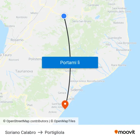 Soriano Calabro to Portigliola map