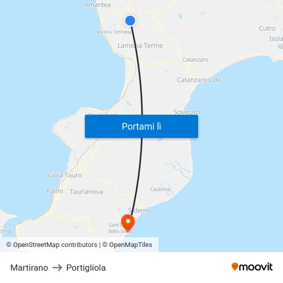 Martirano to Portigliola map