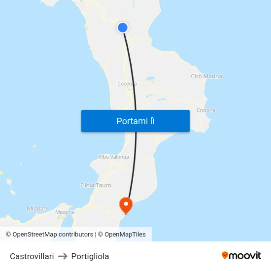 Castrovillari to Portigliola map