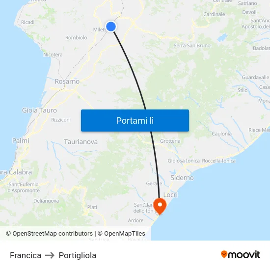 Francica to Portigliola map