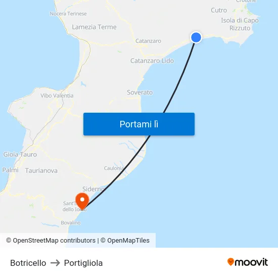 Botricello to Portigliola map