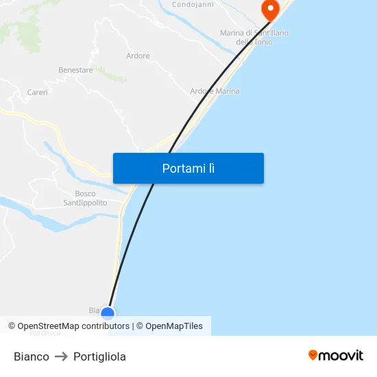Bianco to Portigliola map
