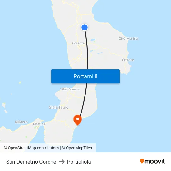 San Demetrio Corone to Portigliola map
