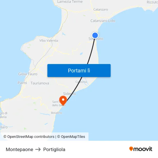 Montepaone to Portigliola map