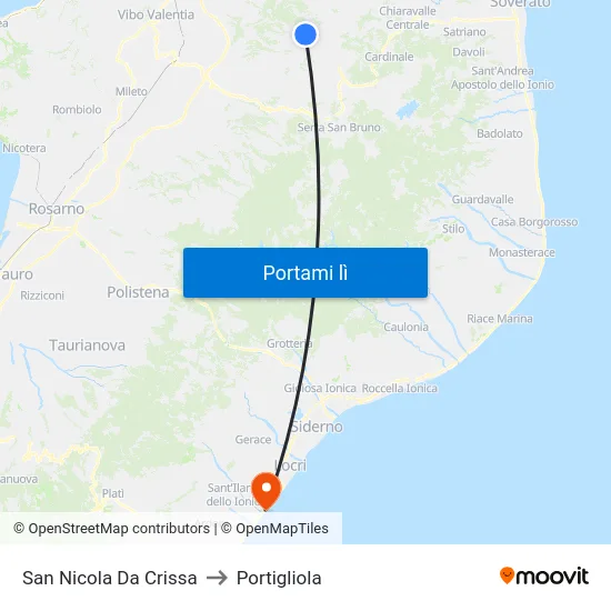 San Nicola Da Crissa to Portigliola map