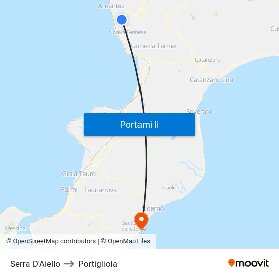Serra D'Aiello to Portigliola map