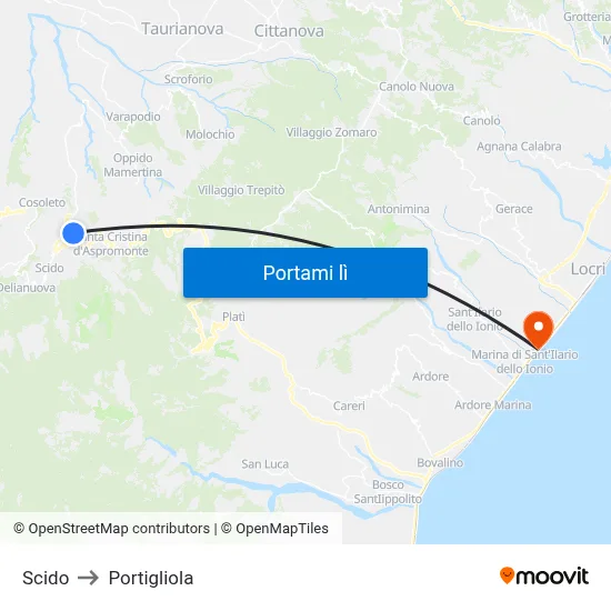 Scido to Portigliola map