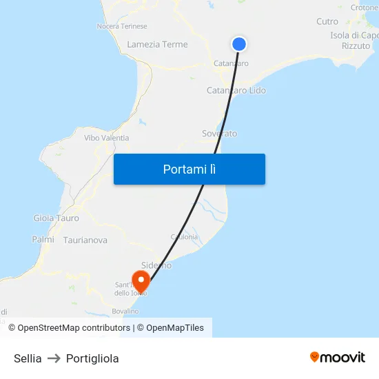 Sellia to Portigliola map