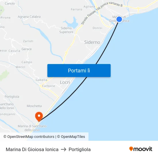 Marina Di Gioiosa Ionica to Portigliola map