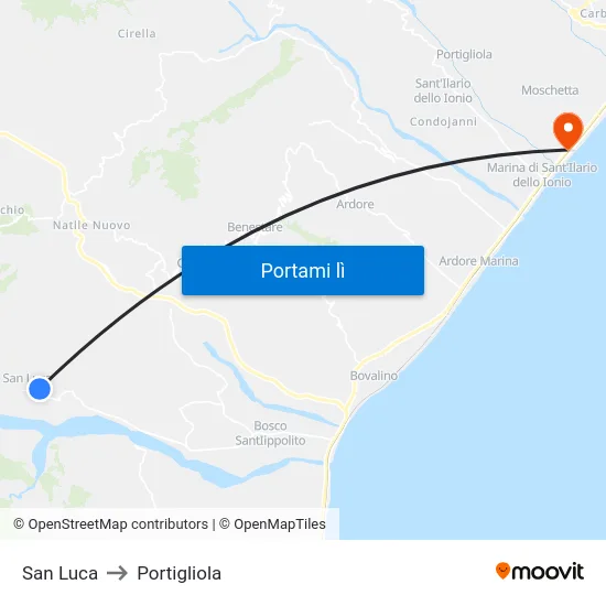 San Luca to Portigliola map