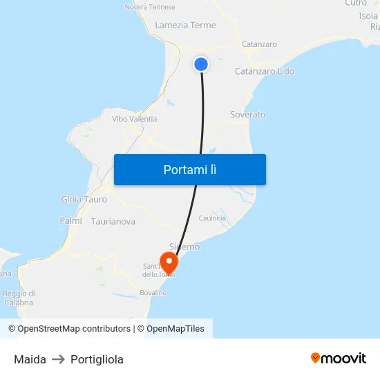 Maida to Portigliola map