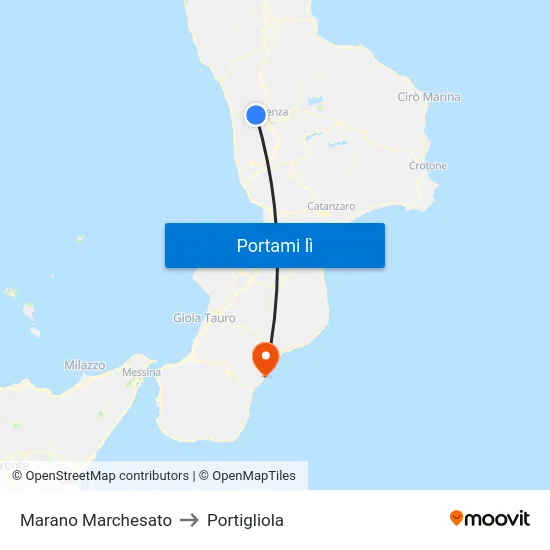 Marano Marchesato to Portigliola map