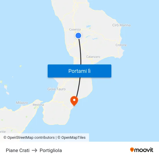 Piane Crati to Portigliola map