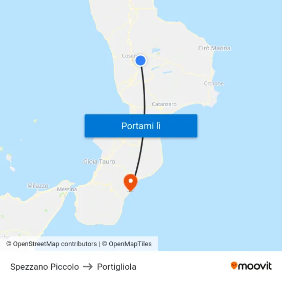 Spezzano Piccolo to Portigliola map